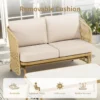 2-Person All-Weather PE Rattan Glider Loveseat with Coffee Table, Outdoor Patio Sofa Set with Beige Cushions (Weather-Resistant) - Image 8