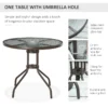 Outsunny 6 Piece Patio Dining Set for 4 with Umbrella, Outdoor Table and Chairs with 4 Folding Dining Chairs & Round Glass Table for Garden, Backyard and Poolside, Gray - Image 8