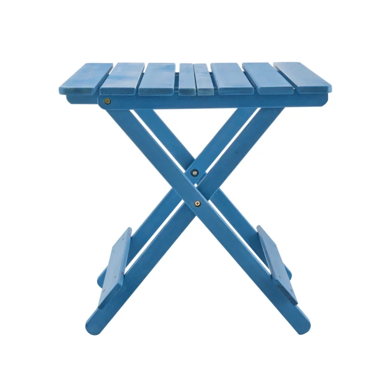 Folding Square Table Patio Outdoor solid wood Table for Backyard, Balcony, Portable Design Space-Saving Blue Color - Image 9