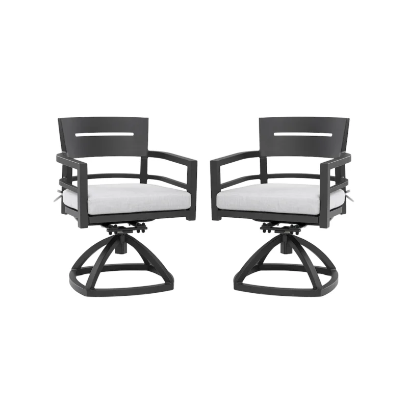 Outdoor Patio Aluminum Swivel Rocker 2PCS with Outdoor-grade Sunbrella Fabric Cushions, Ember Black - Image 9