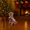 Christmas Golden Retriever Statue, Holiday Dog Figurine in Pink Santa Outfit - Image 11
