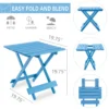 Folding Square Table Patio Outdoor solid wood Table for Backyard, Balcony, Portable Design Space-Saving Blue Color - Image 2