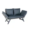 1 PCS Patio Wicker Side Foldable Bench Patio Backyard Conversation Bench Grey Wicker + Dark Grey Cushion - Image 12