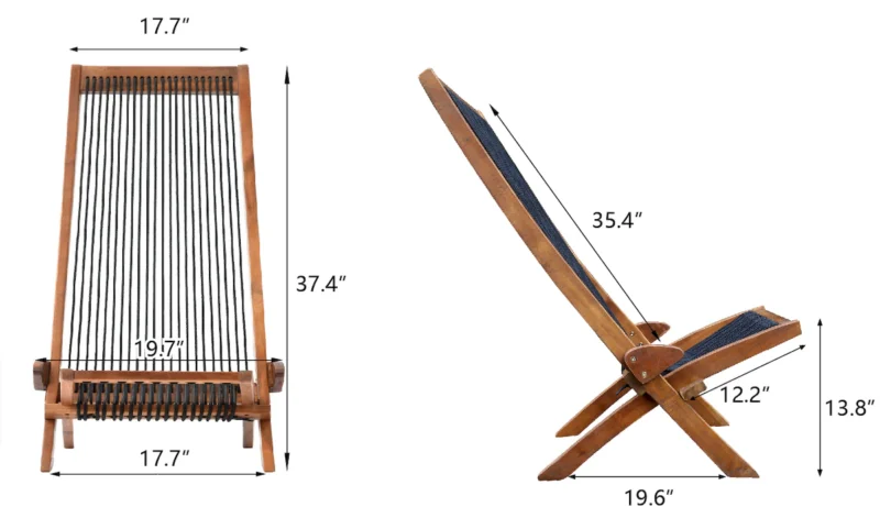folding roping wood chair - Image 13