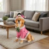 Christmas Golden Retriever Statue, Holiday Dog Figurine in Pink Santa Outfit - Image 14