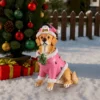 Christmas Golden Retriever Statue, Holiday Dog Figurine in Pink Santa Outfit - Image 15
