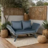 1 PCS Patio Wicker Side Foldable Bench Patio Backyard Conversation Bench Grey Wicker + Dark Grey Cushion - Image 16