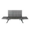 1 PCS Patio Wicker Side Foldable Bench Patio Backyard Conversation Bench Grey Wicker + Dark Grey Cushion - Image 17