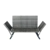 1 PCS Patio Wicker Side Foldable Bench Patio Backyard Conversation Bench Grey Wicker + Dark Grey Cushion - Image 18