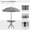 Outsunny 6 Piece Patio Dining Set for 4 with Umbrella, Outdoor Table and Chairs with 4 Folding Dining Chairs & Round Glass Table for Garden, Backyard and Poolside, Gray - Image 9