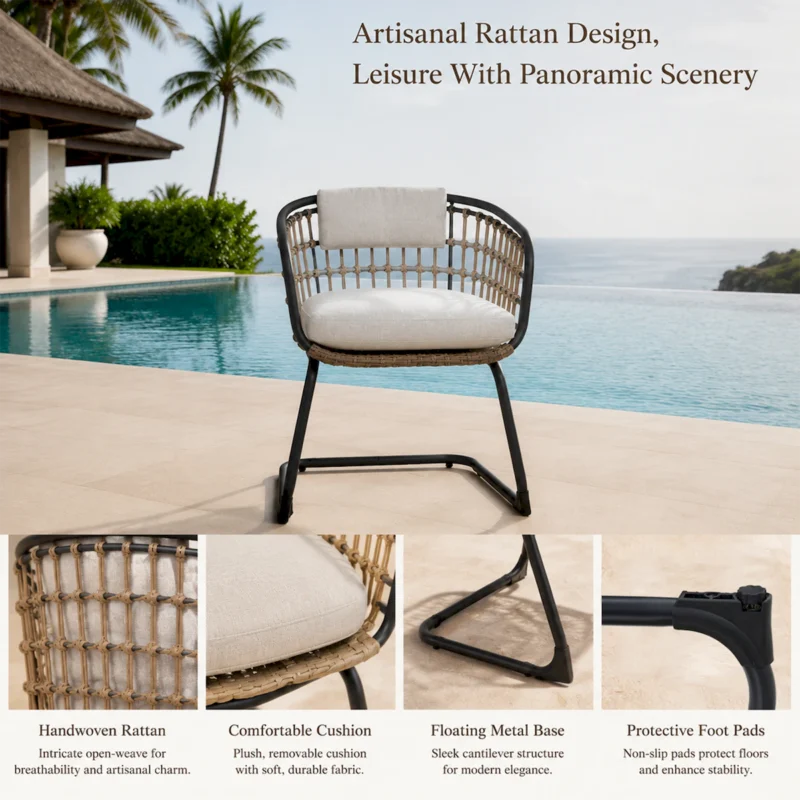 Wicker Dining Chair-SET OF 2 is designed to elevate your patio, balcony, or garden space into a cozy, stylish spot for relaxation and connection. - Image 3