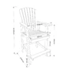HDPE Bar Chair, Outdoor Tall Adirondack Chairs Set of 2, Patio Bar Stool Chair with High Back White + Gray, Set of 2 - Image 2