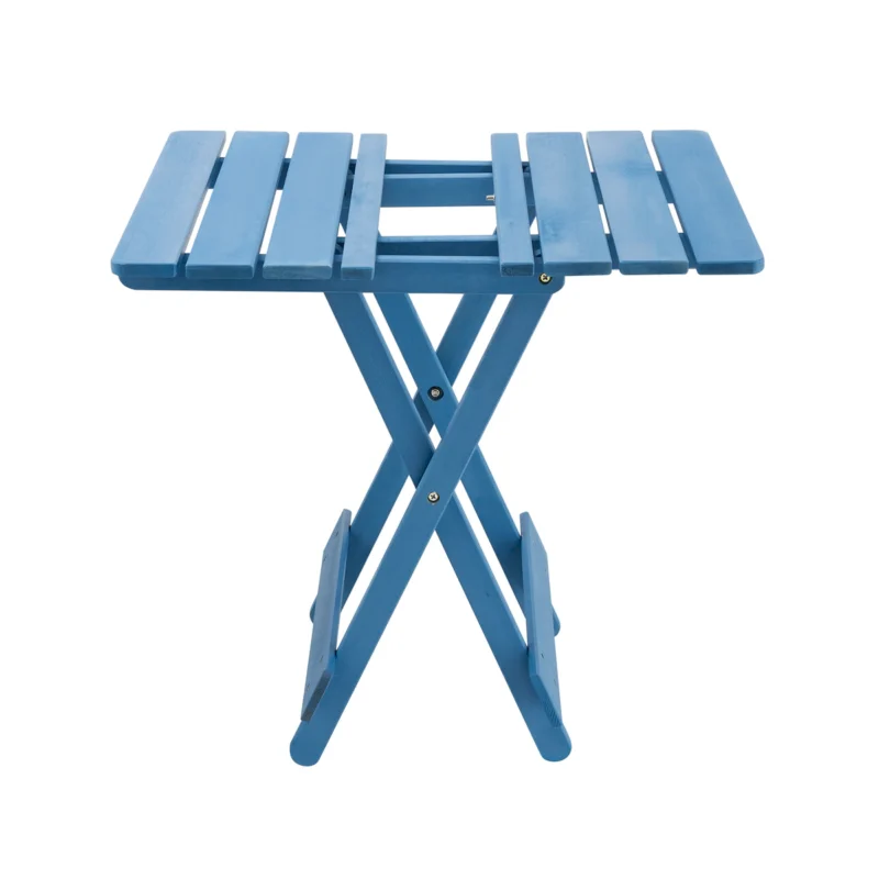 Folding Square Table Patio Outdoor solid wood Table for Backyard, Balcony, Portable Design Space-Saving Blue Color - Image 10