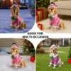 Christmas Golden Retriever Statue, Holiday Dog Figurine in Pink Santa Outfit - Image 3