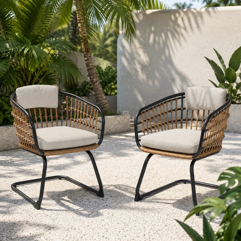 Wicker Dining Chair-SET OF 2 is designed to elevate your patio, balcony, or garden space into a cozy, stylish spot for relaxation and connection. - Image 4