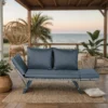 1 PCS Patio Wicker Side Foldable Bench Patio Backyard Conversation Bench Grey Wicker + Dark Grey Cushion - Image 4