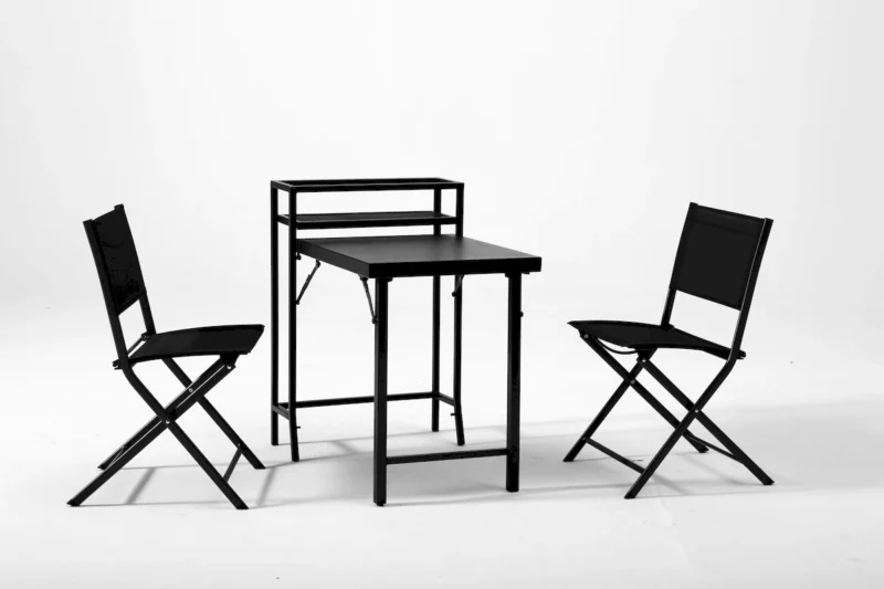 3PCS Patio Bistro Set, Patio Set of Foldable Patio Table and Chairs,Outdoor Patio Furniture Sets,Black - Image 11