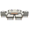 6-Pieces All Weather PE Wicker Sofa Set, Outdoor Rattan sofa With Double Cushions, Wood Legs Wood Table Top, Beige and Gray - Image 4