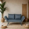 1 PCS Patio Wicker Side Foldable Bench Patio Backyard Conversation Bench Grey Wicker + Dark Grey Cushion - Image 5
