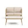 2-Person All-Weather PE Rattan Glider Loveseat with Coffee Table, Outdoor Patio Sofa Set with Beige Cushions (Weather-Resistant) - Image 5