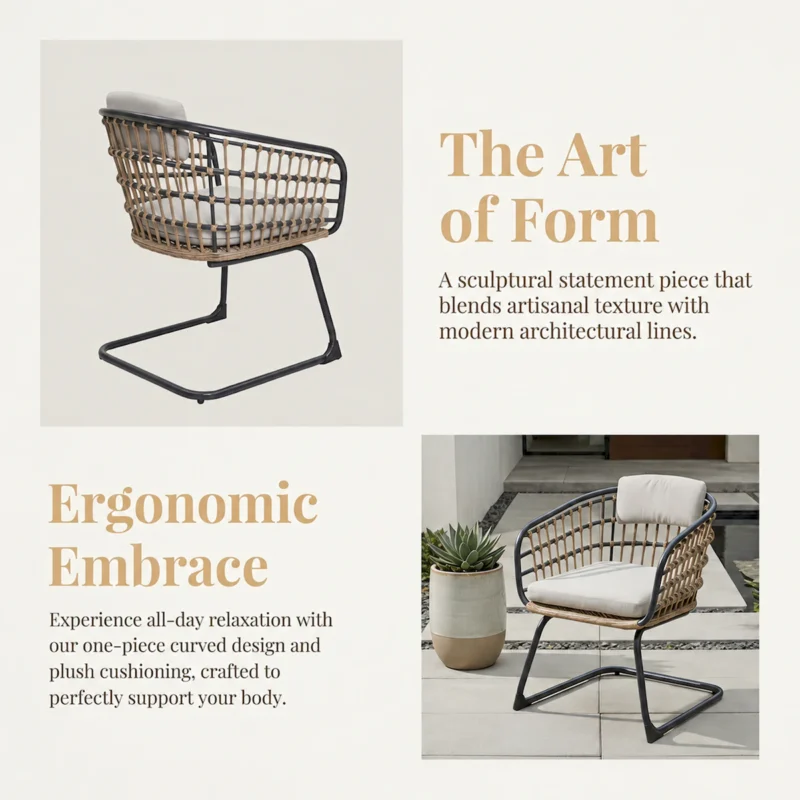 Wicker Dining Chair-SET OF 2 is designed to elevate your patio, balcony, or garden space into a cozy, stylish spot for relaxation and connection. - Image 5