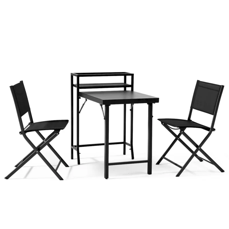 3PCS Patio Bistro Set, Patio Set of Foldable Patio Table and Chairs,Outdoor Patio Furniture Sets,Black - Image 8