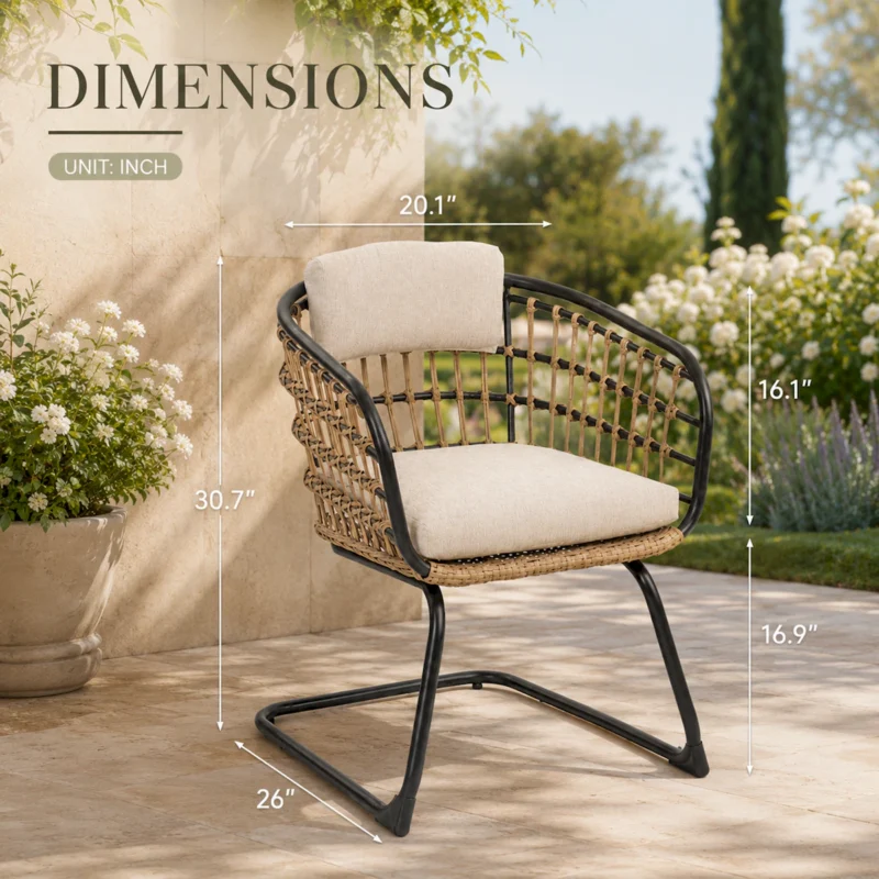 Wicker Dining Chair-SET OF 2 is designed to elevate your patio, balcony, or garden space into a cozy, stylish spot for relaxation and connection. - Image 7