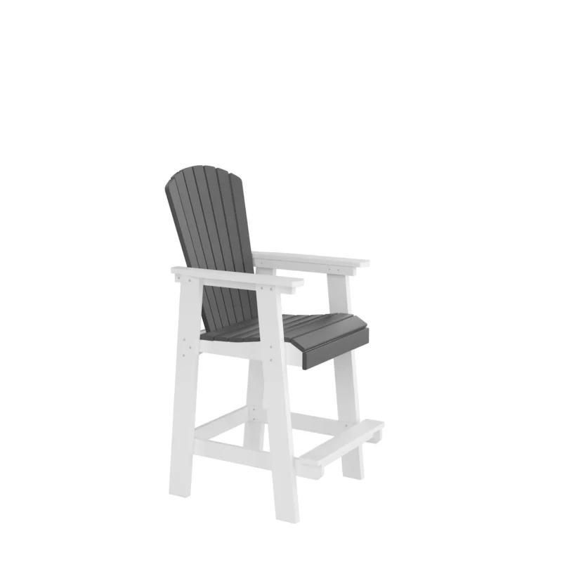 HDPE Bar Chair, Outdoor Tall Adirondack Chairs Set of 2, Patio Bar Stool Chair with High Back White + Gray, Set of 2 - Image 7