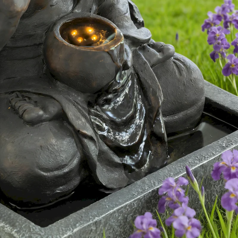 28" H Outdoor Buddha Waterfall Fountain, Freestanding Relaxing Water Feature, Asian Zen Fengshui Decor for Patio, Garden, Backyard, Deck & Home, Ideal Gift Led Fountain - Image 8