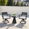 Outdoor Patio Aluminum Swivel Rocker 2PCS with Outdoor-grade Sunbrella Fabric Cushions, Ember Black - Image 3