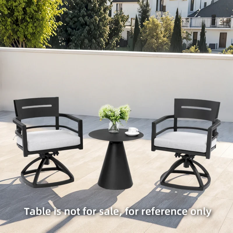 Outdoor Patio Aluminum Swivel Rocker 2PCS with Outdoor-grade Sunbrella Fabric Cushions, Ember Black - Image 3