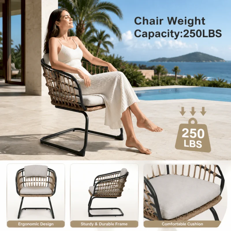 Wicker Dining Chair-SET OF 2 is designed to elevate your patio, balcony, or garden space into a cozy, stylish spot for relaxation and connection. - Image 8