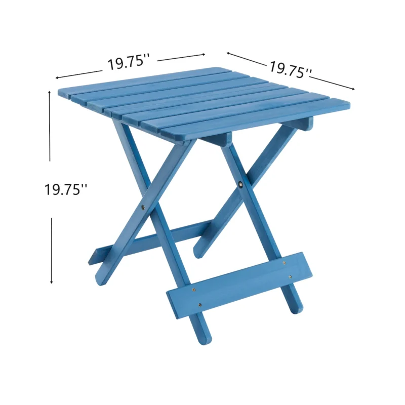 Folding Square Table Patio Outdoor solid wood Table for Backyard, Balcony, Portable Design Space-Saving Blue Color - Image 4
