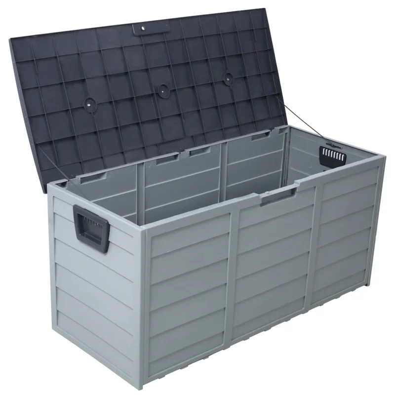 All Weather UV Pool Deck Box Storage Shed Bin Backyard Patio Outdoor w/ Wheel,75 Gallon Resin Deck Box-Organization and Storage for Patio Furniture Outdoor Cushions,Garden Tools and Pool Toys - Image 8