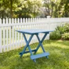 Folding Square Table Patio Outdoor solid wood Table for Backyard, Balcony, Portable Design Space-Saving Blue Color