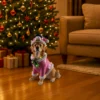 Christmas Golden Retriever Statue, Holiday Dog Figurine in Pink Santa Outfit - Image 10