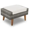6-Pieces All Weather PE Wicker Sofa Set, Outdoor Rattan sofa With Double Cushions, Wood Legs Wood Table Top, Beige and Gray - Image 10