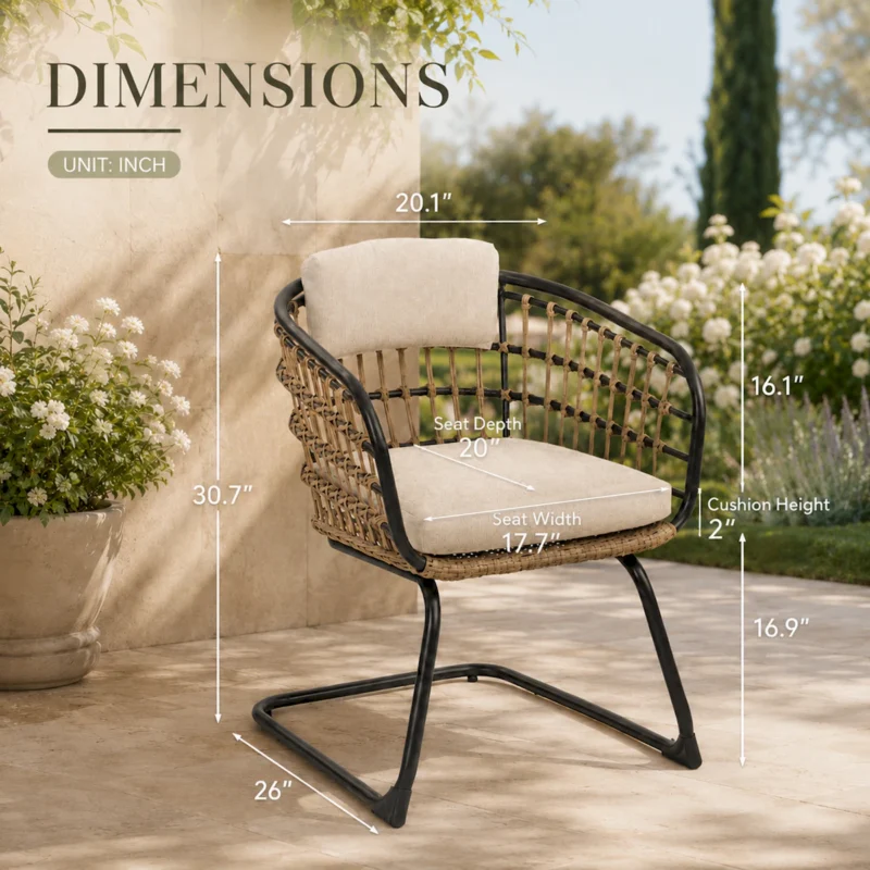 Wicker Dining Chair-SET OF 2 is designed to elevate your patio, balcony, or garden space into a cozy, stylish spot for relaxation and connection. - Image 9