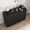 Modern 6-Drawer Dresser, Chest of Drawers for Bedroom, Living Room, Hallway, and Entryway - Large Storage Cabinet, Black,Drawer panel with wavy patterns - Image 5