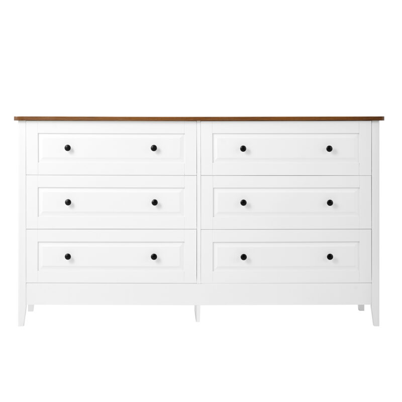 White Dresser for Bedroom, 6 Drawer Dresser with Wide Drawer and Metal Handles, White Dresser, Wood Dressers & Chests of Drawers for Hallway, Entryway - Image 5