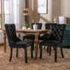 Nikki Collection Modern, High-end Tufted Solid Wood Contemporary Velvet Upholstered Dining Chair with Wood Legs Nailhead Trim 2-Pcs Set - Image 3