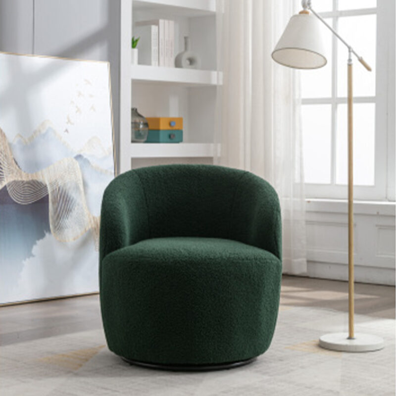 Teddy Fabric Swivel Accent Armchair Barrel Chair With Black Powder Coating Metal Ring - Image 8