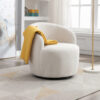 Teddy Fabric Swivel Accent Armchair Barrel Chair With Black Powder Coating Metal Ring - Image 2