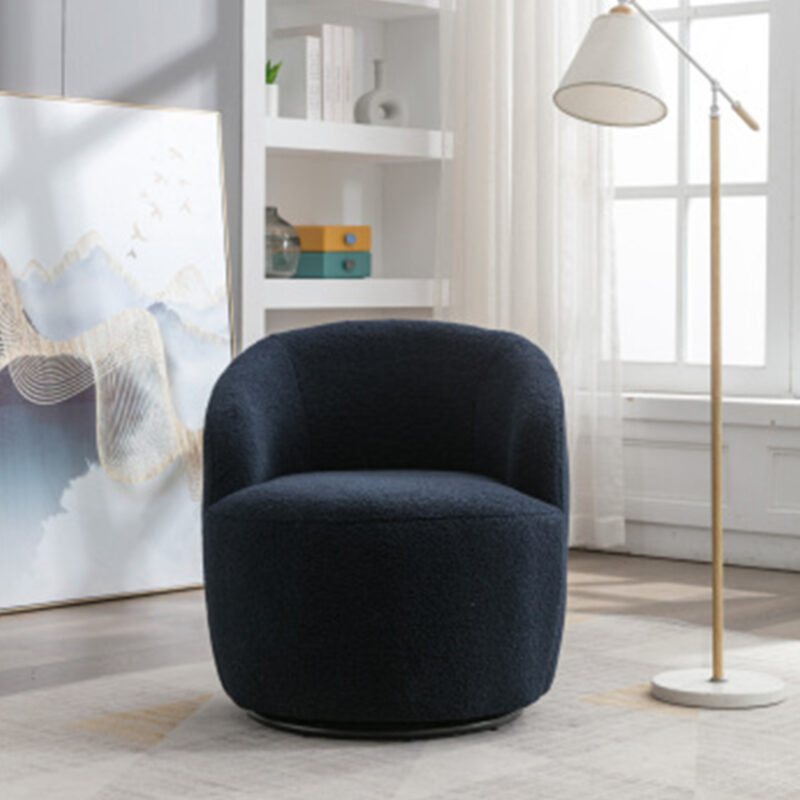 Teddy Fabric Swivel Accent Armchair Barrel Chair With Black Powder Coating Metal Ring - Image 9