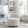 Teddy Fabric Swivel Accent Armchair Barrel Chair With Black Powder Coating Metal Ring - Image 11