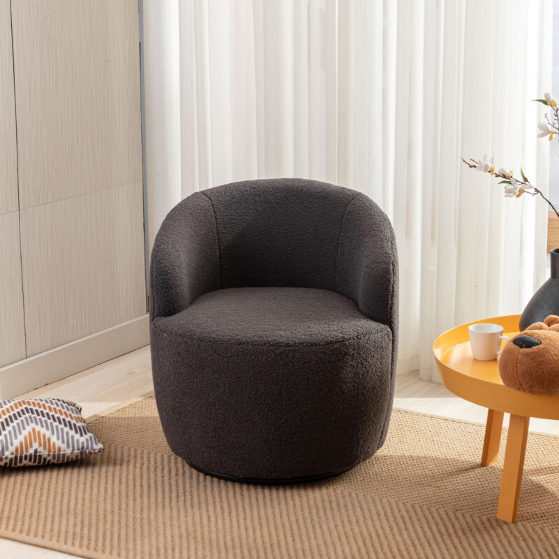 Teddy Fabric Swivel Accent Armchair Barrel Chair With Black Powder Coating Metal Ring - Image 10