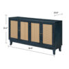 Handcrafted Premium Grain Panels,Rattan Sideboard Buffer Cabinet,Accent Storage Cabinet With 4 Rattan Doors, Modern Storage Cupboard Console Table with Adjustable Shelves for Living Room - Image 4