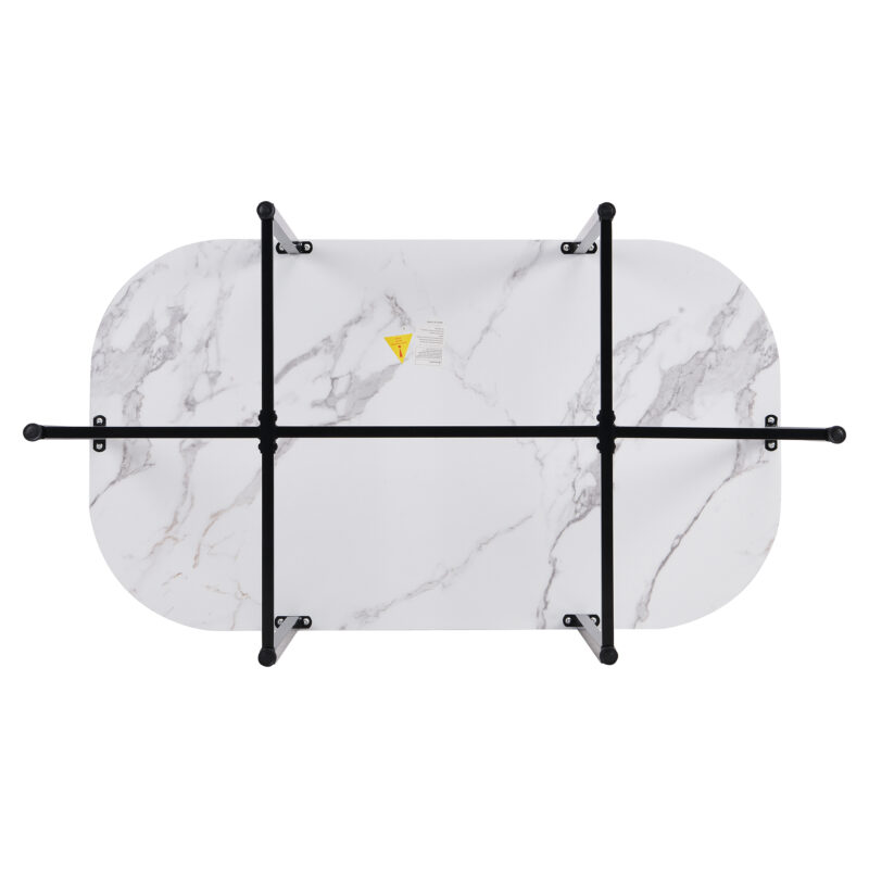 TOPMAX Modern 7-Piece Dining Table Set with Faux Marble Compact 55Inch Kitchen Table Set for 6 - Image 7