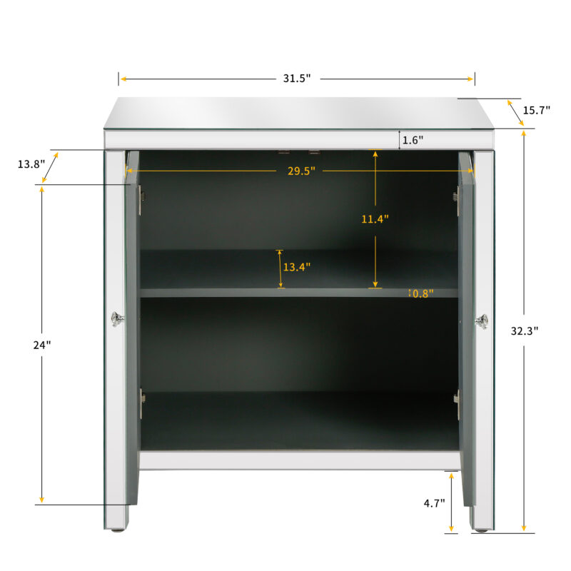 Storage Cabinet With Mirror Trim And Diamond Shape Design Spliced Combination For Living Room, Dining Room, Entryway, Kitchen - Image 5