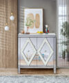 Storage Cabinet With Mirror Trim And Diamond Shape Design Spliced Combination For Living Room, Dining Room, Entryway, Kitchen - Image 4